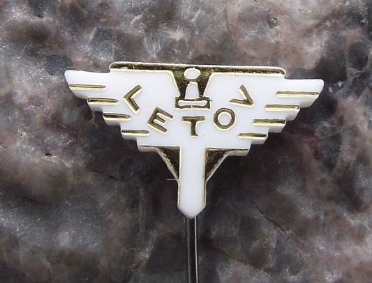 Vintage Letov Czech Aircraft Factory Plastic Winged Sword Logo Pin Badge - Badgecrazy