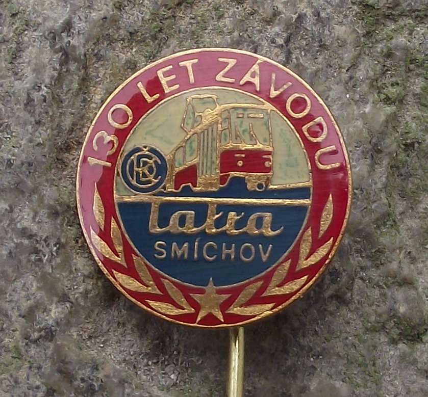 1982 Tatra Smichov Tram Railways Trolleybus Company Anniversary Pin Badge - Badgecrazy