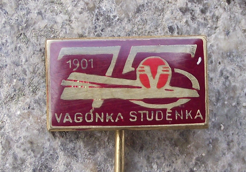 1976 Tatra Vagonka Studenka Railways Company 75th Anniversary Pin Badge - Badgecrazy