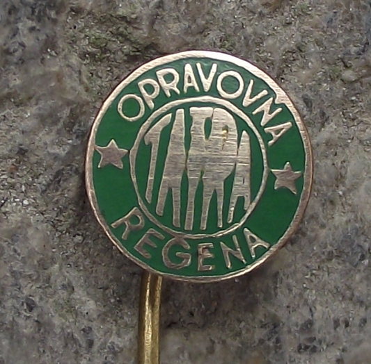 Vintage Tatra Opravovna Regena Car Repair Facility Garage Pin Badge - Badgecrazy