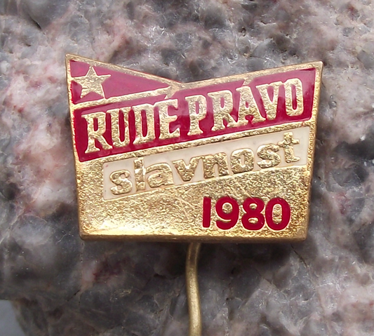 1980 Rude Pravo Slavnost Czech Newspaper Cultural Celebration Pin Badge - Badgecrazy