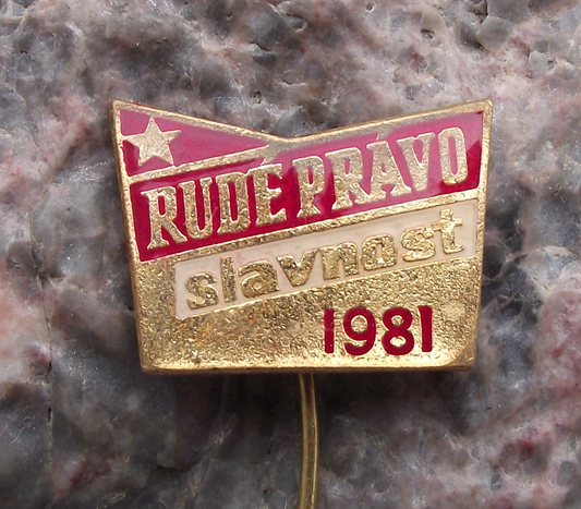 1981 Rude Pravo Slavnost Czech Newspaper Cultural Celebration Pin Badge - Badgecrazy