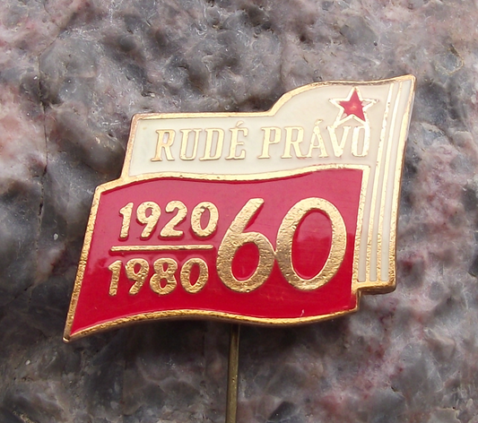 1980 Rude Pravo Czech Newspaper 60th Anniversary Pin Badge - Badgecrazy