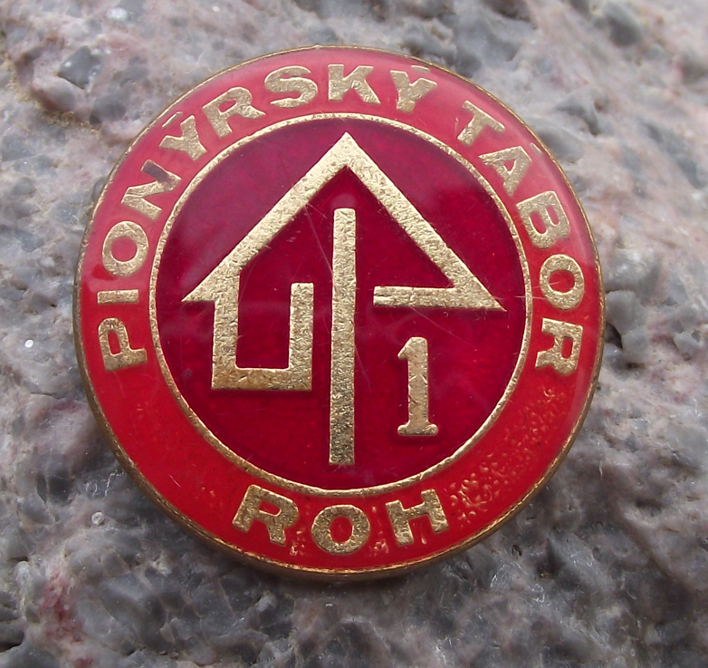 Vintage Czech Pioneer Pionyr Camp House Construction Level 1 ROH Pin Badge - Badgecrazy