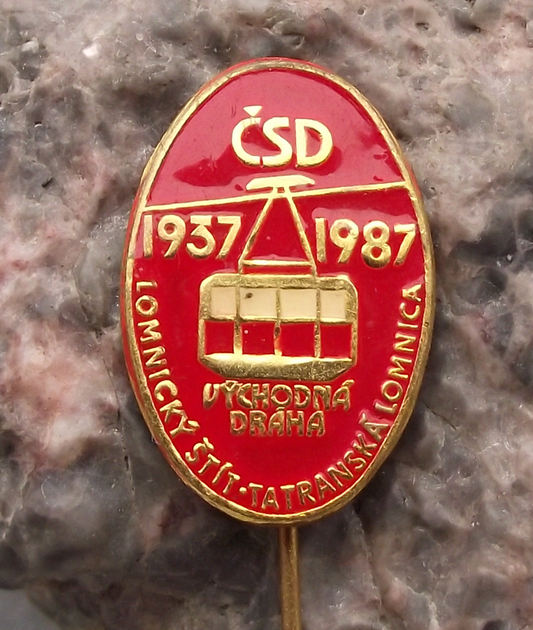 1987 Czech South Eastern Rail Trains CSD Mountain Cable Car Lomnice Pin Badge