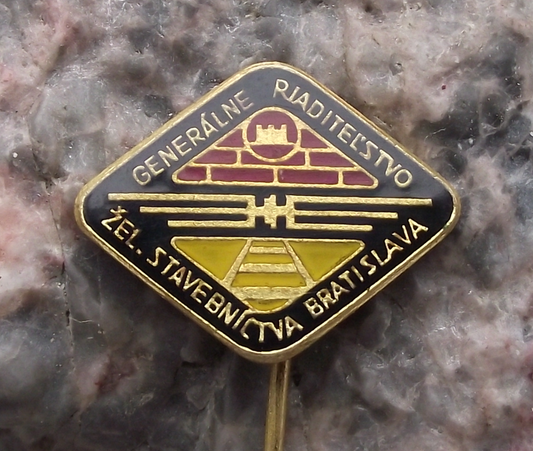 Vintage Bratislava Railway Headquarters Slovakia Train System HQ Pin Badge