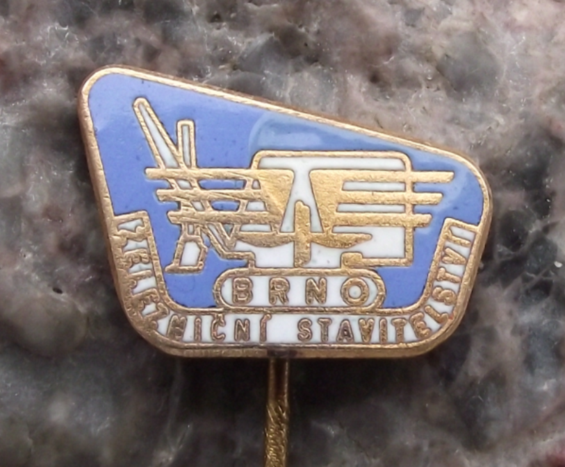 Vintage Railway Infrastructure Construction Train Based Crane Brno Pin Badge
