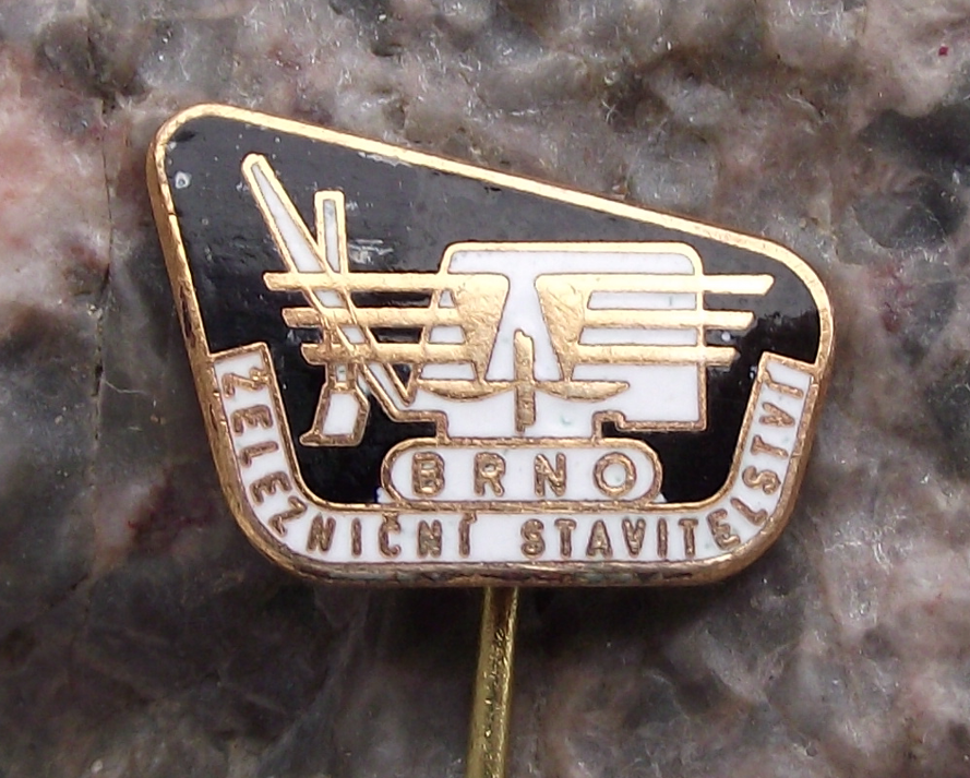 Vintage Railway Infrastructure Construction Train Based Crane Brno Pin Badge