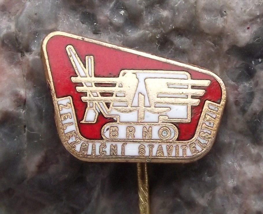 Vintage Railway Infrastructure Construction Train Based Crane Brno Pin Badge