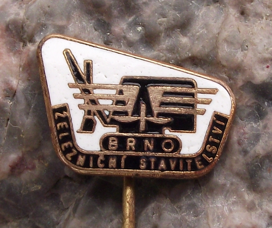 Vintage Railway Infrastructure Construction Train Based Crane Brno Pin Badge