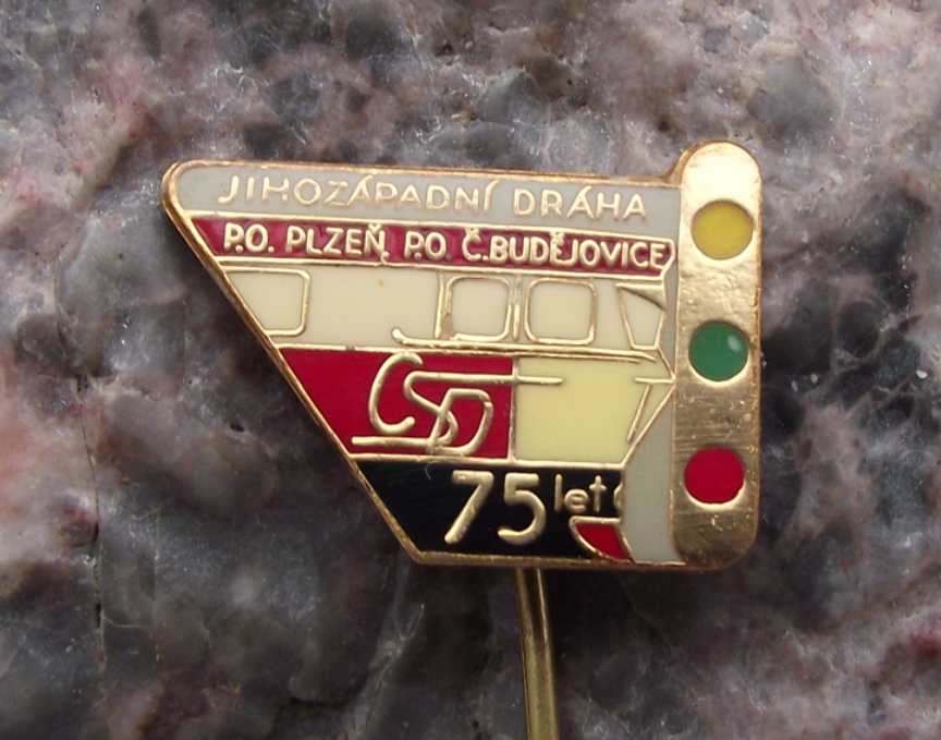 Vintage CSD Czech Railway Locomotive Train Plzen 75th Anniversary Pin Badge
