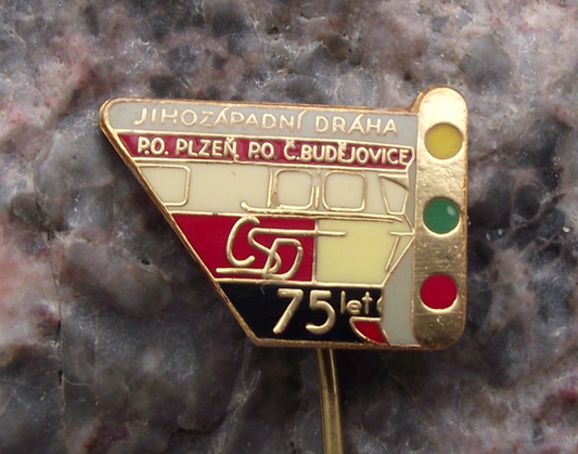 Vintage CSD Czech Railway Locomotive Train Plzen 75th Anniversary Pin Badge