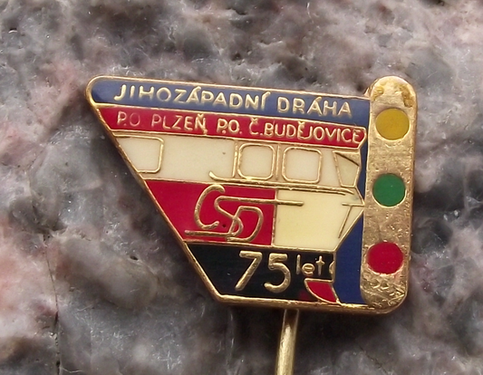 Vintage CSD Czech Railway Locomotive Train Plzen 75th Anniversary Pin Badge