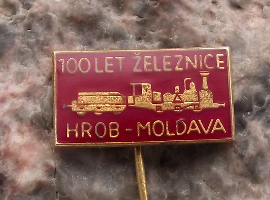 Vintage CSD Czech Railway Train Hrob Moldava Rail Link Centenary Pin Badge