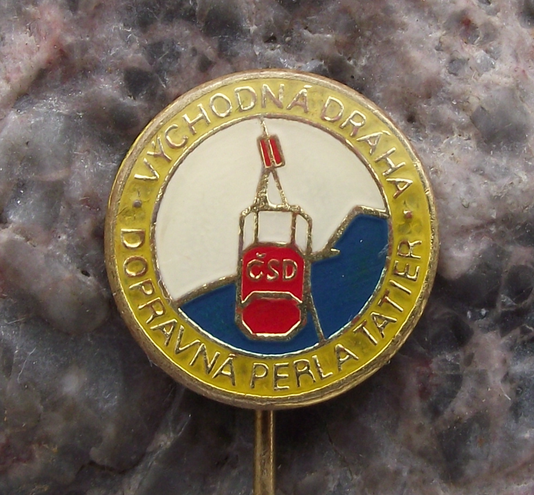 Vintage Czech Eastern Rail Trains CSD Tatra Mountain Cable Car Pin Badge