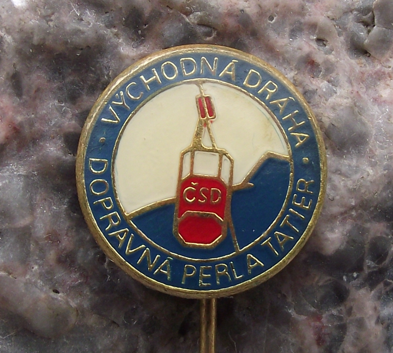 Vintage Czech Eastern Rail Trains CSD Tatra Mountain Cable Car Pin Badge