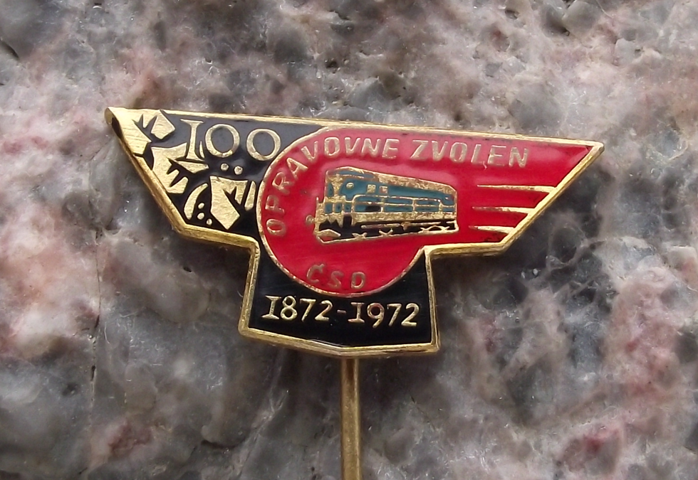 1972 Czech Railways Zvolen Train Repair Facility 100th Anniversary Pin Badge