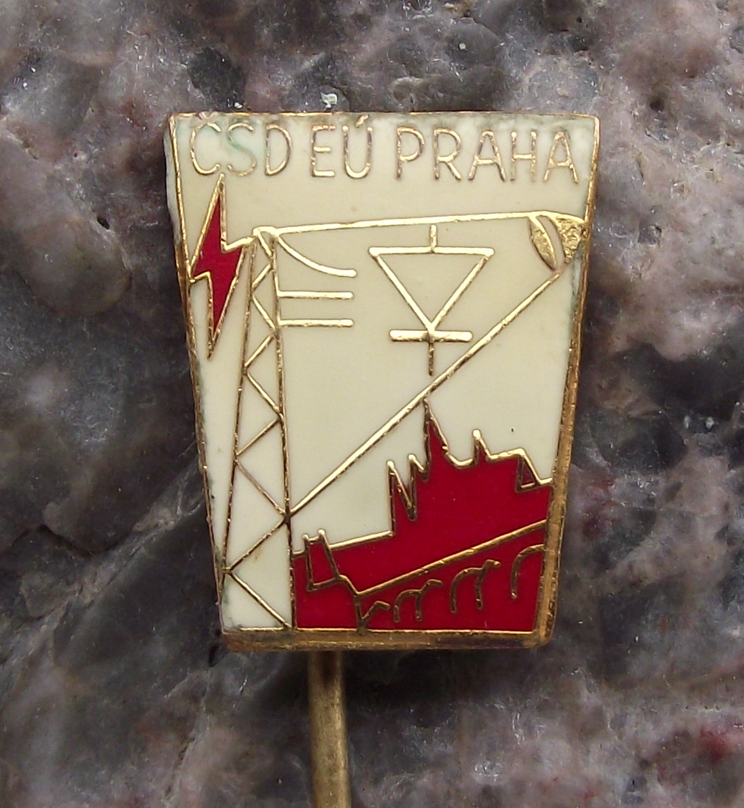 Vintage Czech Railways Track Electrification CSD Prague Pin Badge
