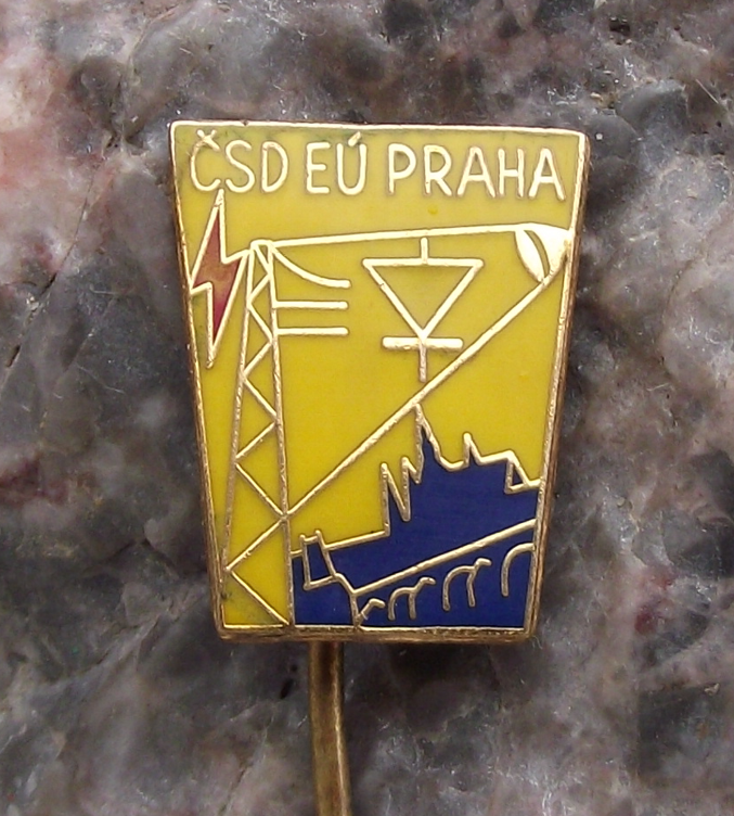 Vintage Czech Railways Track Electrification CSD Prague Pin Badge
