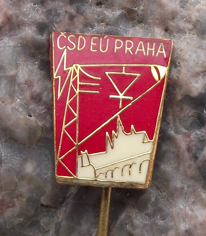 Vintage Czech Railways Track Electrification CSD Prague Pin Badge