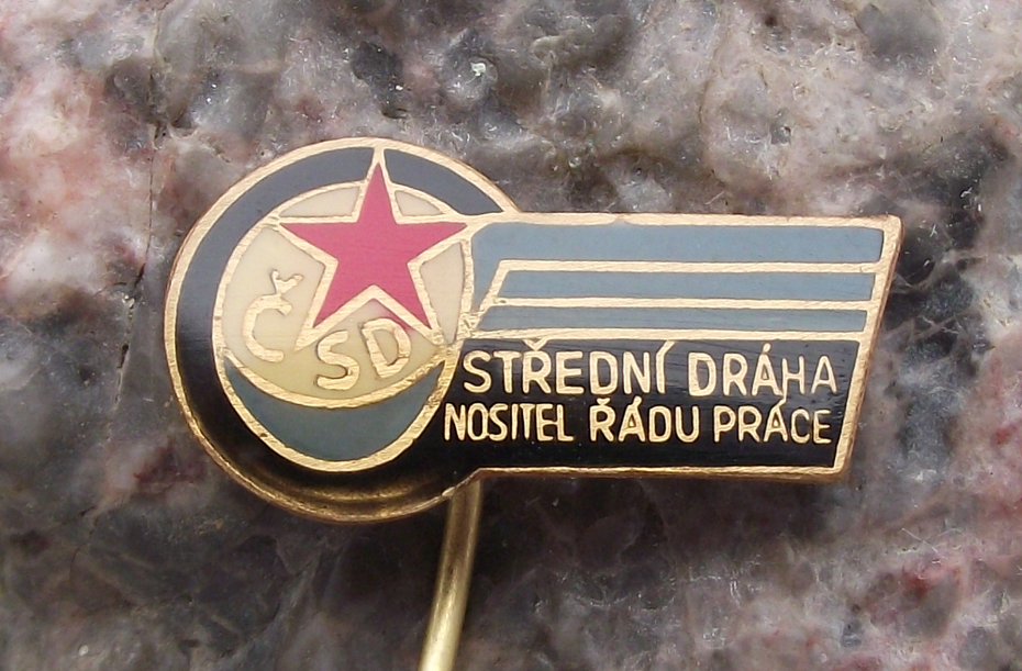 Vintage Czech Central Railways CSD Train Great Worker Award Pin Badge