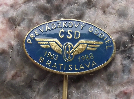 1988 Czech Railways Train Operations Department Bratislava Anniversary Pin Badge
