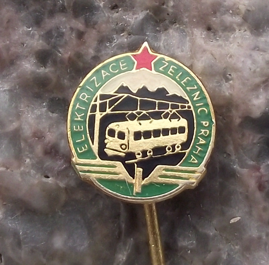 Vintage Czech Railways Track Electrification Prague Train Pin Badge