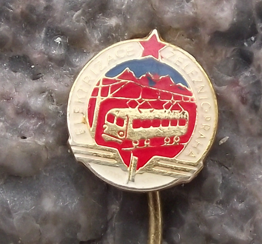 Vintage Czech Railways Track Electrification Prague Train Pin Badge