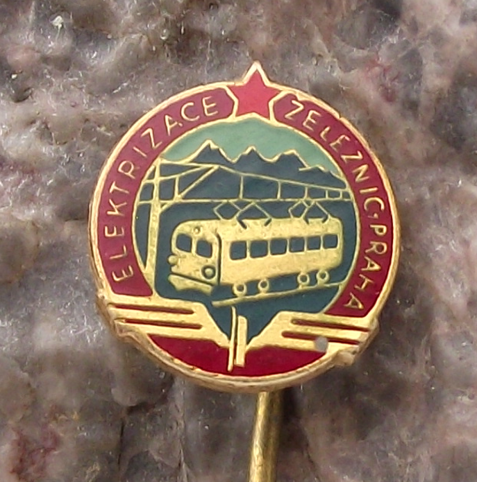 Vintage Czech Railways Track Electrification Prague Train Pin Badge