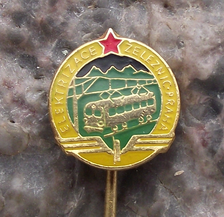 Vintage Czech Railways Track Electrification Prague Train Pin Badge