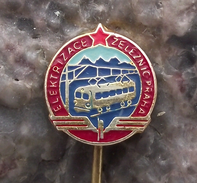Vintage Czech Railways Track Electrification Prague Train Pin Badge