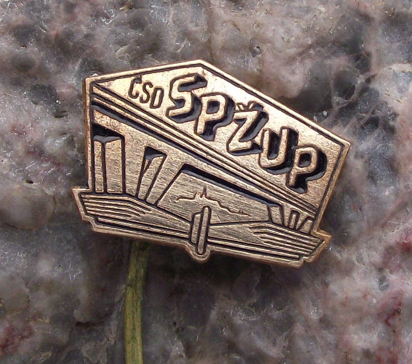 Vintage Czech Railways CSD SPŽUP Prague Rail Construction Company Pin Badge
