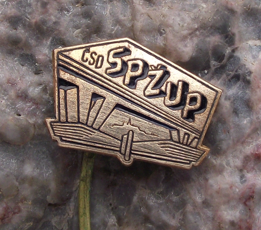 Vintage Czech Railways CSD SPŽUP Prague Rail Construction Company Pin Badge