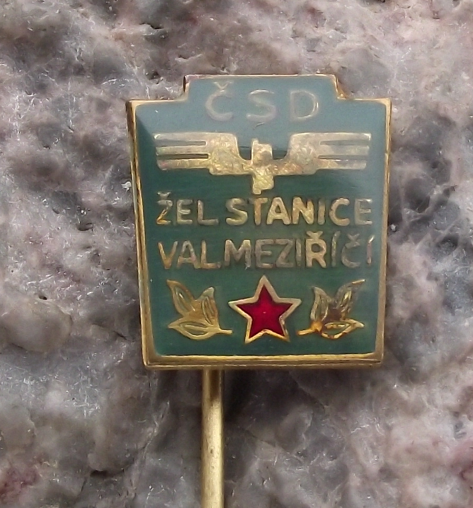 Vintage Czech Railways Valašské Meziříčí CSD Train Station Pin Badge