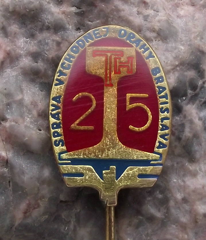 Vintage Czech Railways CSD Train Bratislava Region Anniversary Track Pin Badge
