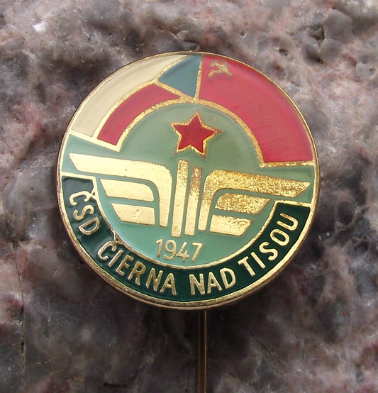 Vintage Czech Railways CSD Cierna nad Tisou Soviet Train Pin Badge