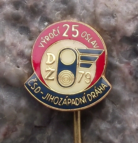 Vintage Czech Southwest Railways CSD Train Signals Anniversary Pin Badge