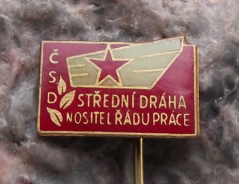 Vintage Czech Railways CSD Great Worker Award Train Pin Badge