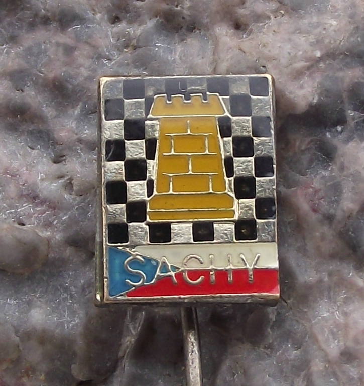 Vintage Czechoslovakia Chess Association Society Board Rook Castle Pin Badge