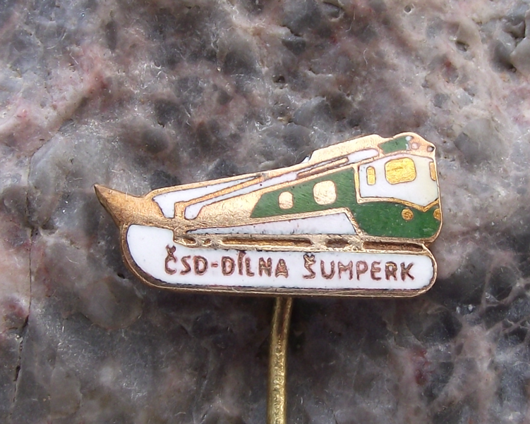Vintage Czech Railways CSD Train Parts Depot Šumperk Pin Badge