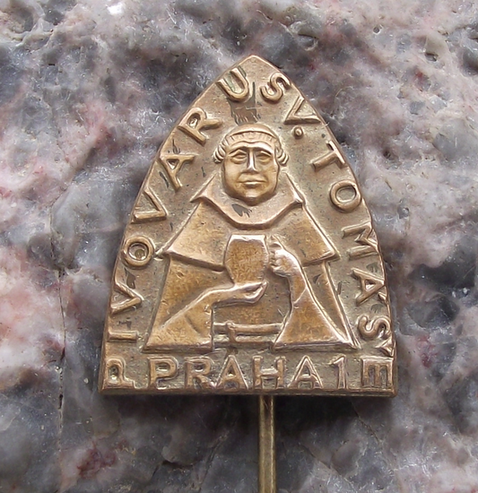 Vintage Prague 1 Pub Bar St Tomas Saint Thomas Monk Beer Brewery Pin Badge
