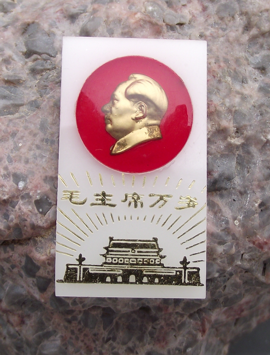 Vintage LONG LIVE CHAIRMAN MAO Tiananmen Communist China Pin Badge