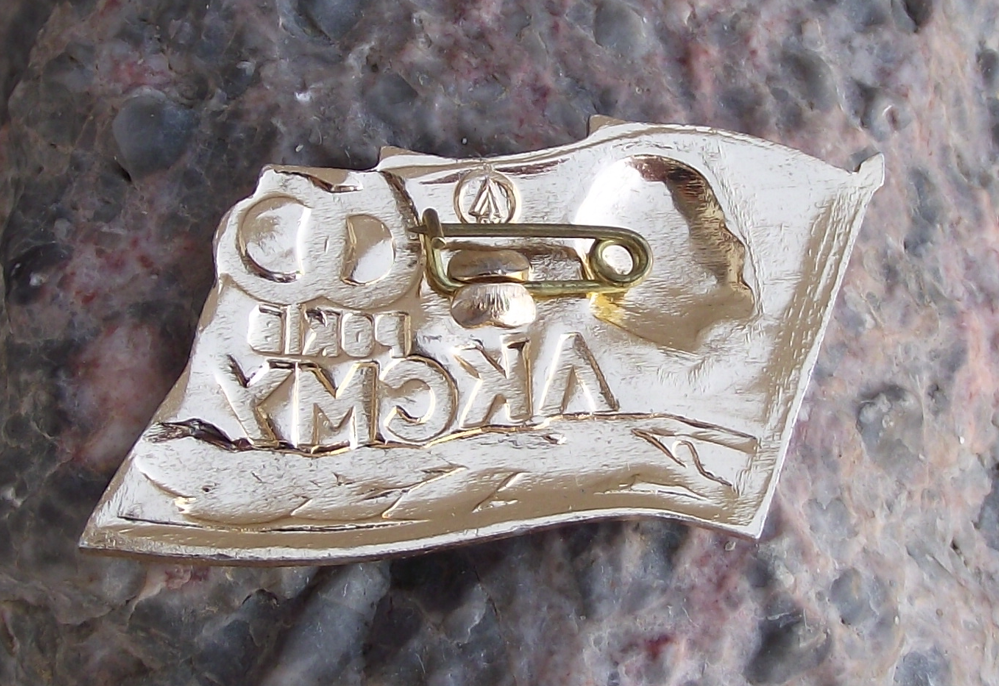 1982 Komsomol 60th Anniversary Ukraine Flag Lenin Head Pin Badge