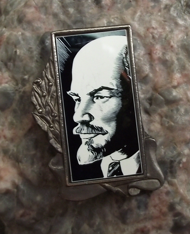Vintage Smiling Vladimir Lenin Communist Leader Russian Mirror Pin Badge