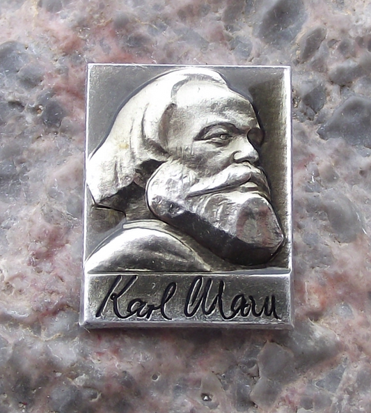 Vintage Karl Marx German Political Philosopher Writer Head Bust Pin Badge