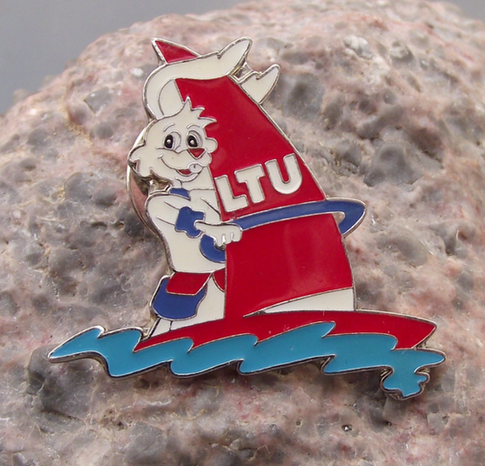 LTU International German Airlines Wind Surfing Rabbit Pin Badge