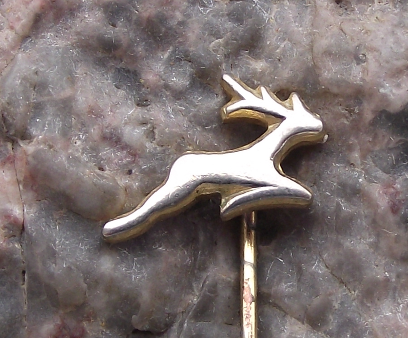 Vintage GAZ Car Company Russia Soviet Leaping Deer Logo Pin Badge