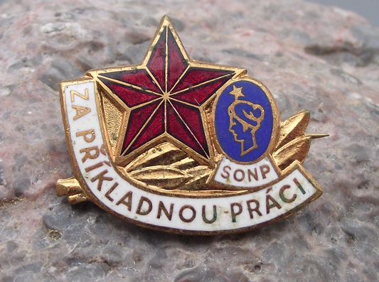 Vintage Kladno Ironworks Poldi SONP Excellent Worker Pin Badge