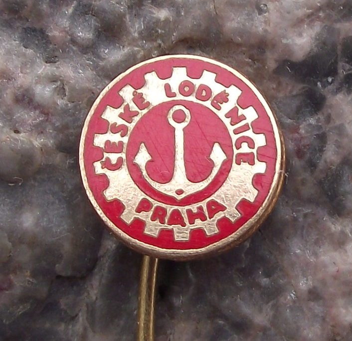 Vintage Czechoslovakia Ship Yard Shipping Repair Company Flag Pin Badge
