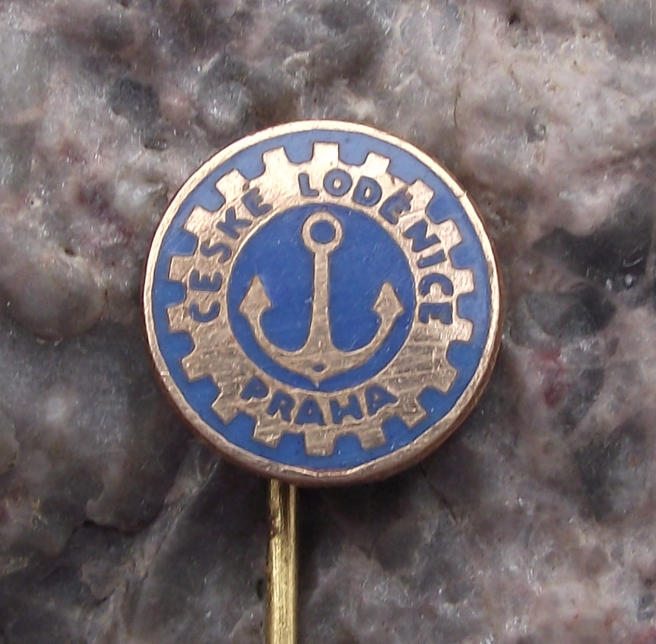 Vintage Czechoslovakia Ship Yard Shipping Repair Company Flag Pin Badge